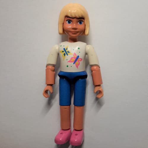 Belville Figure Articulated Elbows, Child, Female, Light Yellow Hair, Blue Shorts, White Shirt with Butterfly Print