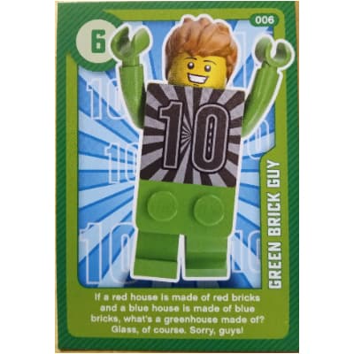 Trading Card, Create the World Living Amazingly - Green Brick Guy