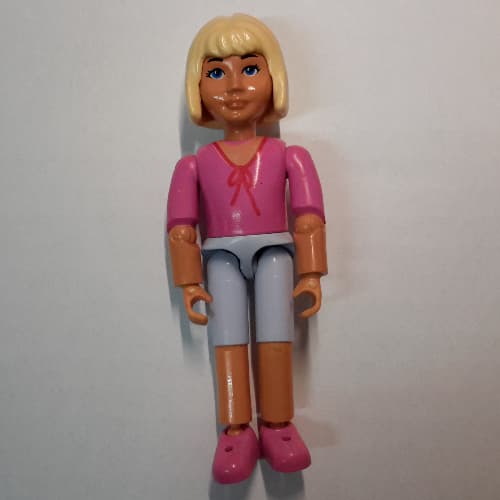 Belville Figure Articulated Elbows, Child, Female, Light Yellow Hair, Violet Shorts, Pink Shirt, Bow