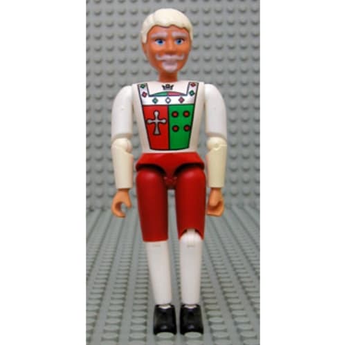 Belville Figure Articulated Elbows, Male, White Hair, White and Red Pants, Shirt Insignia Print (King)