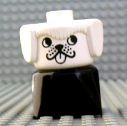 Duplo 2 x 2 x 2 Figure Brick Early, Dog, White Head, Looking Left Print
